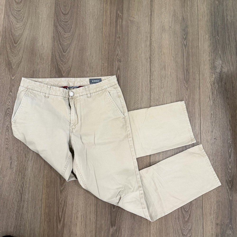 Bonobos Light Khaki Chinos Slim Straight 33 x 32